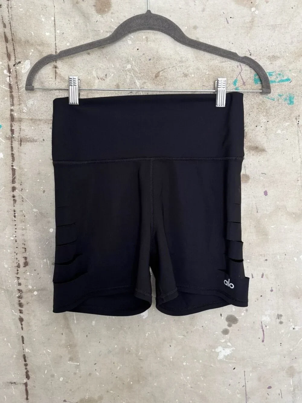 Alo Yoga Ripped High Waist Warrior Bike Shorts in Black
